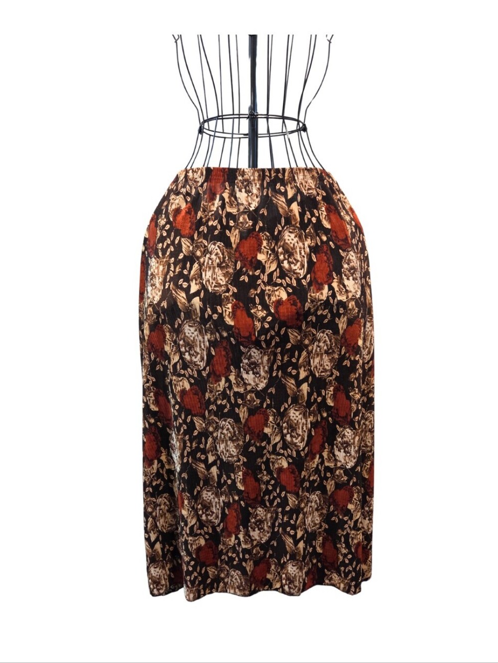 Maggie Barnes Floral Midi Skirt - Black, Rust & Cream